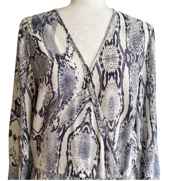 Blue Island Beach Blue Ivory Long Sleeve Tassel Tie Swimsuit Coverup Dress Small - Picture 3 of 12